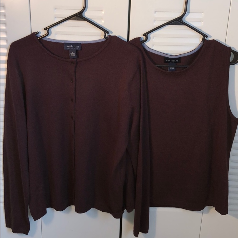 Ann Taylor 2 piece cardigan sweater size XL